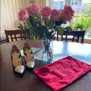 Christian Louboutin Bandy 100 Striped Leather Pump